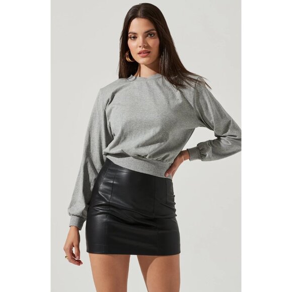 Treasure and Bond Relaxed fit Cropped Crew neck Grey Pullover sweatshirt XS - Picture 1 of 14
